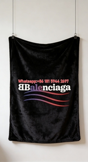 Balenciaga Gradient Wave BB Logo Flannel Sofa Throw Blanket Luxury Brand Cover BA025